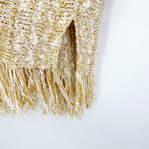 Free People Lucia Cardigan Sweater Size M/L Striped Multicolor Fringe Trim Open - Picture 6 of 9